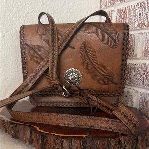 American West Feather-Embossed Crossbody Bag